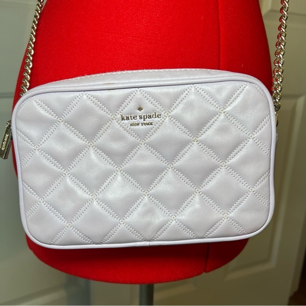 Kate Spade Carey Mini Quilted Crossbody Purse Chain Strap - Lilac / Light Purple - Picture 2 of 16